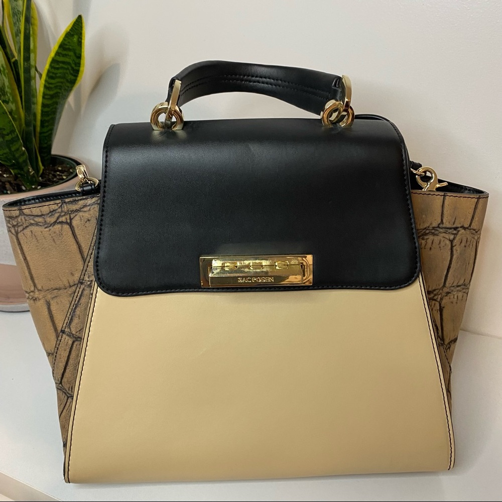 Zac Posen Eartha Bag-Beige, Black with Croc Sides